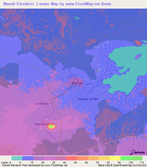 Manati,Cuba Elevation Map