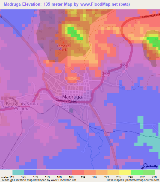 Madruga,Cuba Elevation Map