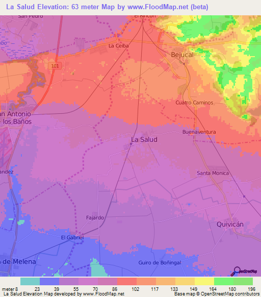 La Salud,Cuba Elevation Map