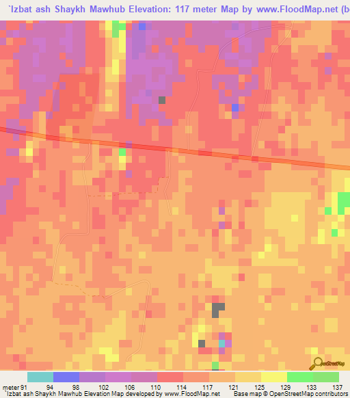 `Izbat ash Shaykh Mawhub,Egypt Elevation Map
