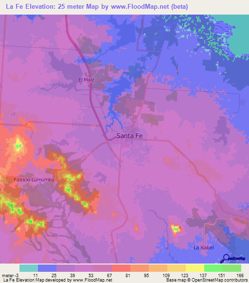 La Fe,Cuba Elevation Map