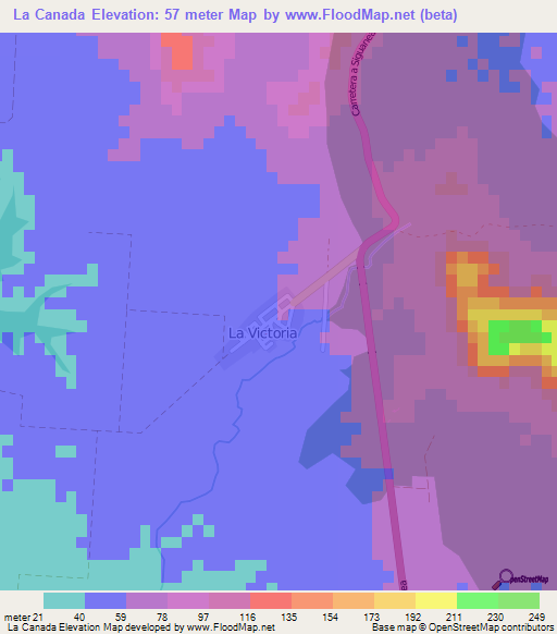 La Canada,Cuba Elevation Map