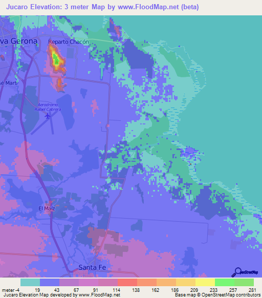 Jucaro,Cuba Elevation Map