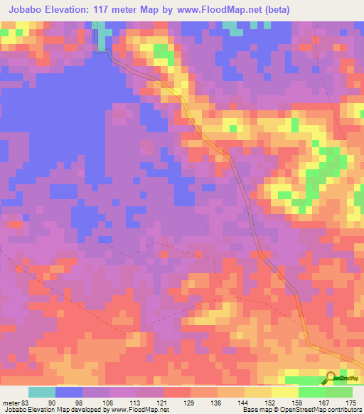 Jobabo,Cuba Elevation Map