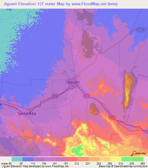 Jiguani,Cuba Elevation Map