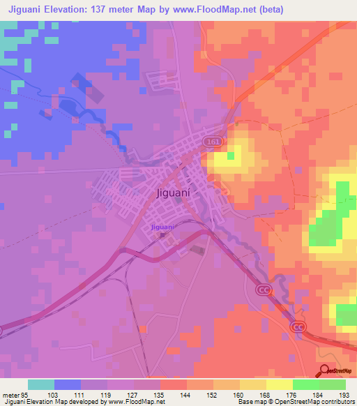 Jiguani,Cuba Elevation Map