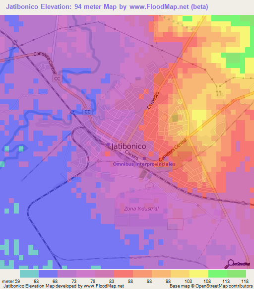 Jatibonico,Cuba Elevation Map