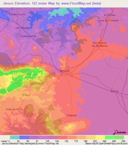 Jaruco,Cuba Elevation Map