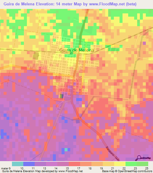 Guira de Melena,Cuba Elevation Map