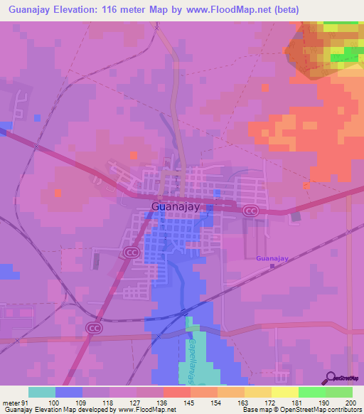 Guanajay,Cuba Elevation Map