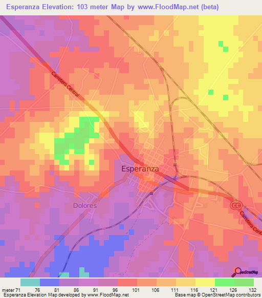 Esperanza,Cuba Elevation Map