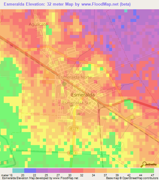 Esmeralda,Cuba Elevation Map