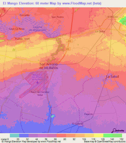 El Mango,Cuba Elevation Map