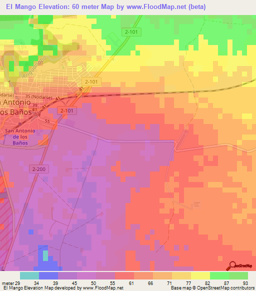 El Mango,Cuba Elevation Map