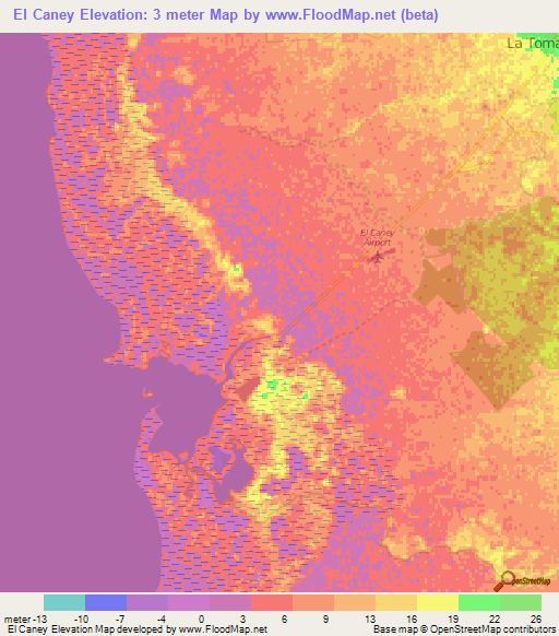 El Caney,Cuba Elevation Map