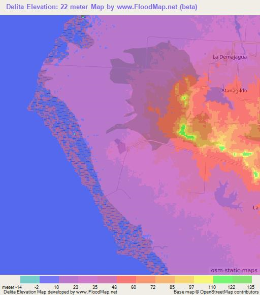 Delita,Cuba Elevation Map