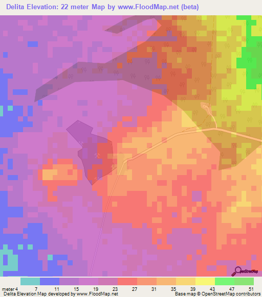 Delita,Cuba Elevation Map
