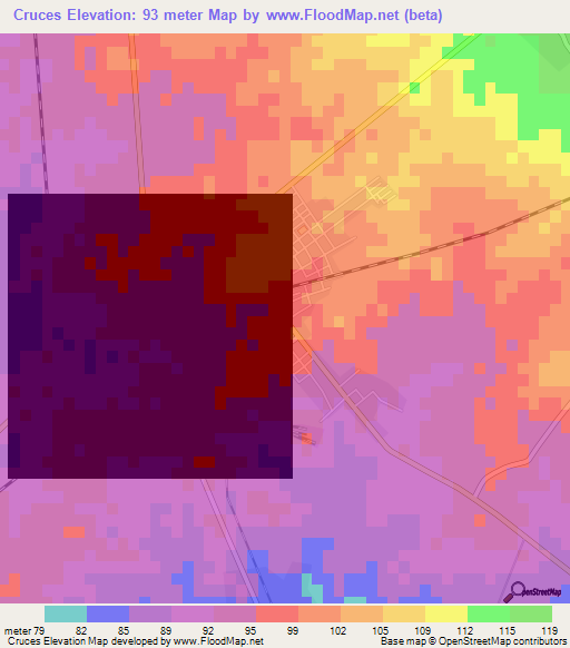 Cruces,Cuba Elevation Map