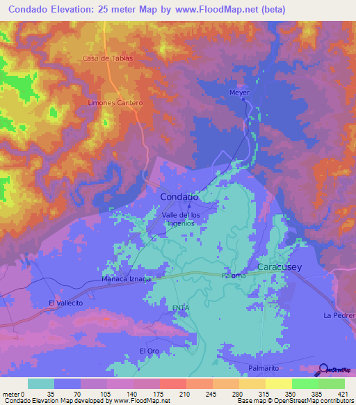 Condado,Cuba Elevation Map
