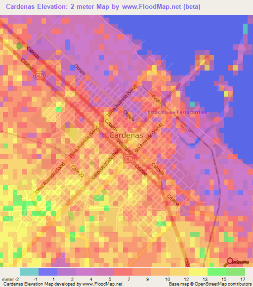 Cardenas,Cuba Elevation Map