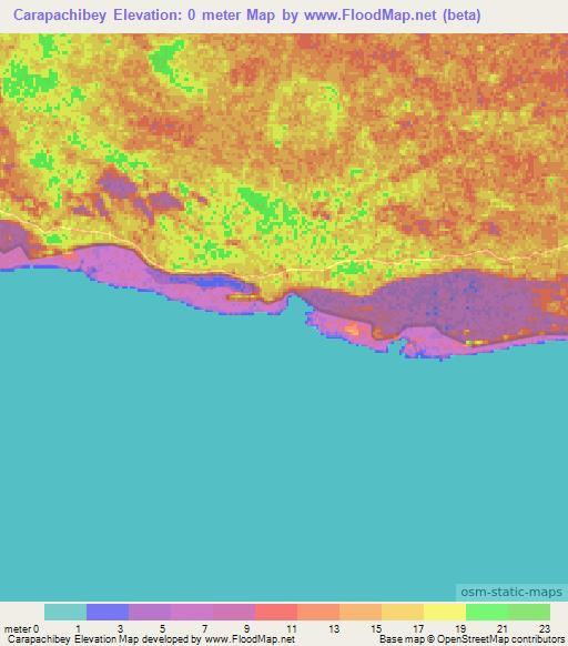 Carapachibey,Cuba Elevation Map