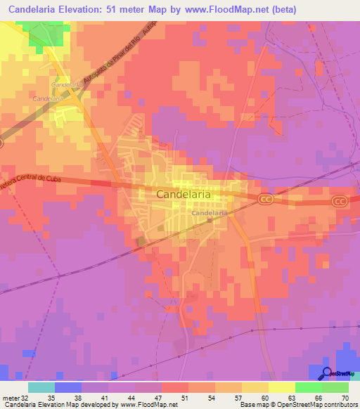 Candelaria,Cuba Elevation Map