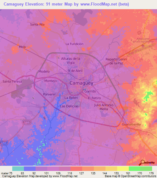 Camaguey,Cuba Elevation Map