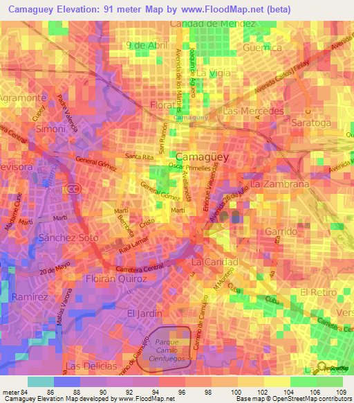 Camaguey,Cuba Elevation Map