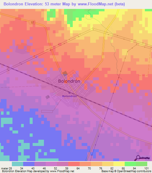 Bolondron,Cuba Elevation Map
