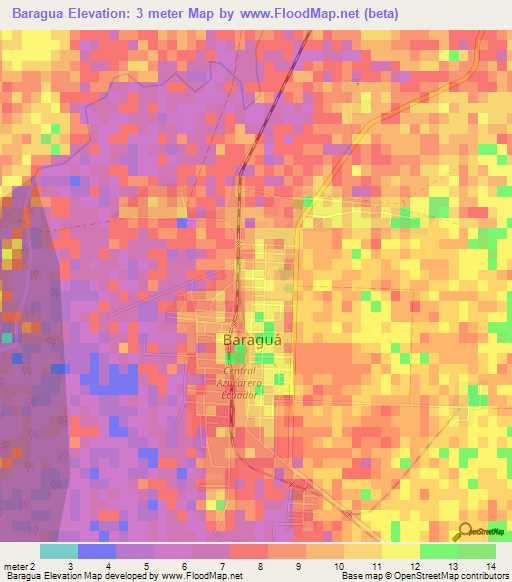 Baragua,Cuba Elevation Map