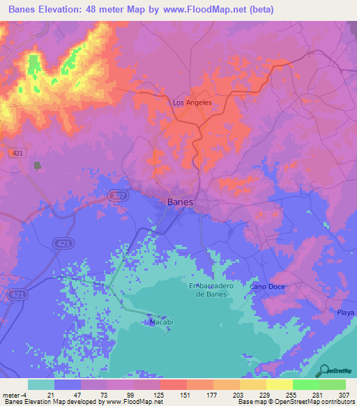 Banes,Cuba Elevation Map
