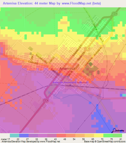 Artemisa,Cuba Elevation Map
