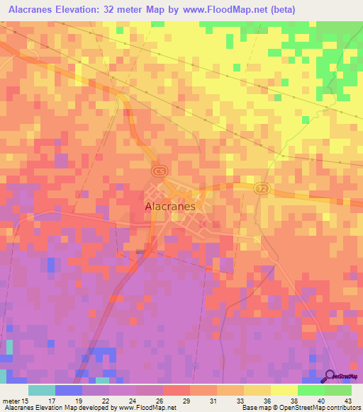 Alacranes,Cuba Elevation Map