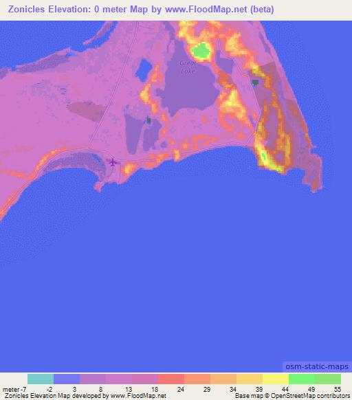 Zonicles,Bahamas Elevation Map