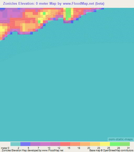 Zonicles,Bahamas Elevation Map