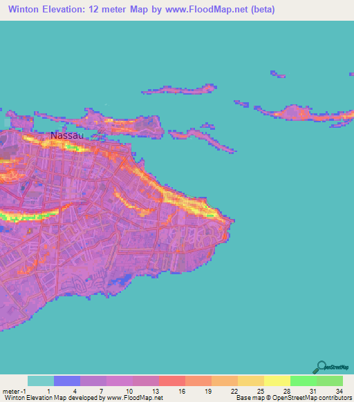 Winton,Bahamas Elevation Map
