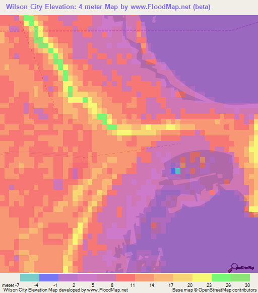 Wilson City,Bahamas Elevation Map