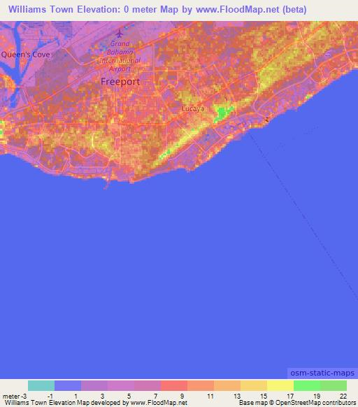 Williams Town,Bahamas Elevation Map