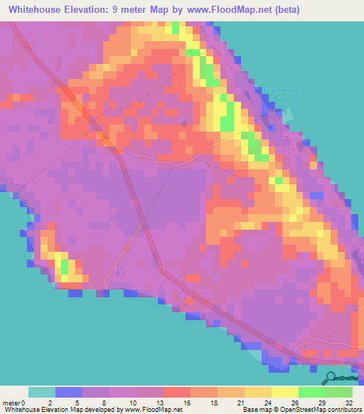 Whitehouse,Bahamas Elevation Map