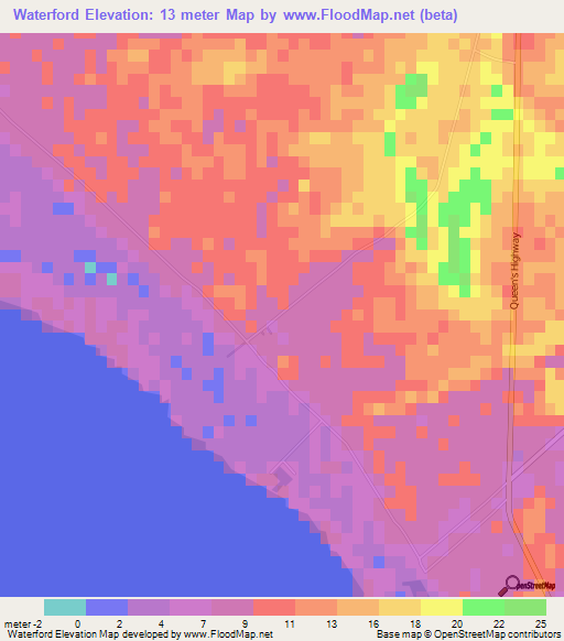 Waterford,Bahamas Elevation Map