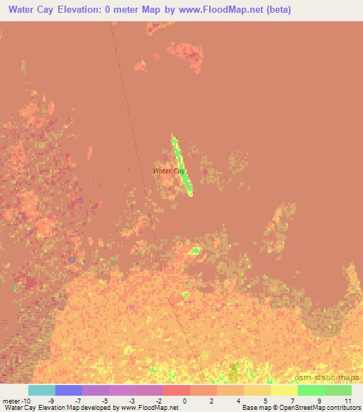 Water Cay,Bahamas Elevation Map