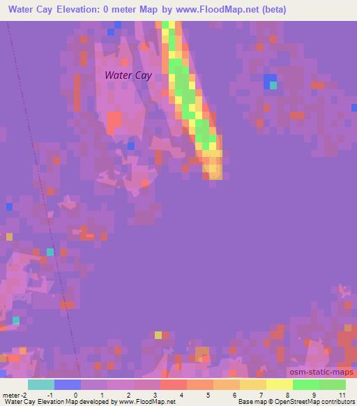 Water Cay,Bahamas Elevation Map