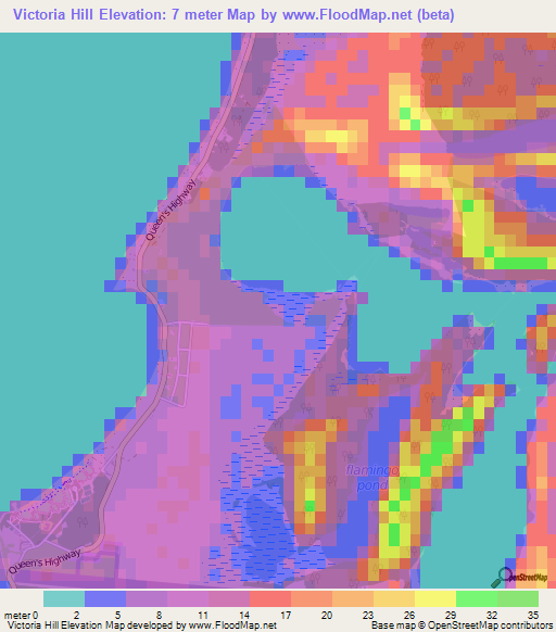 Victoria Hill,Bahamas Elevation Map