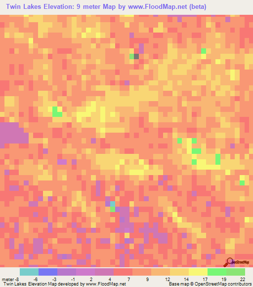 Twin Lakes,Bahamas Elevation Map