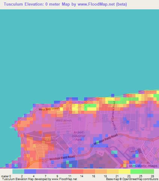 Tusculum,Bahamas Elevation Map