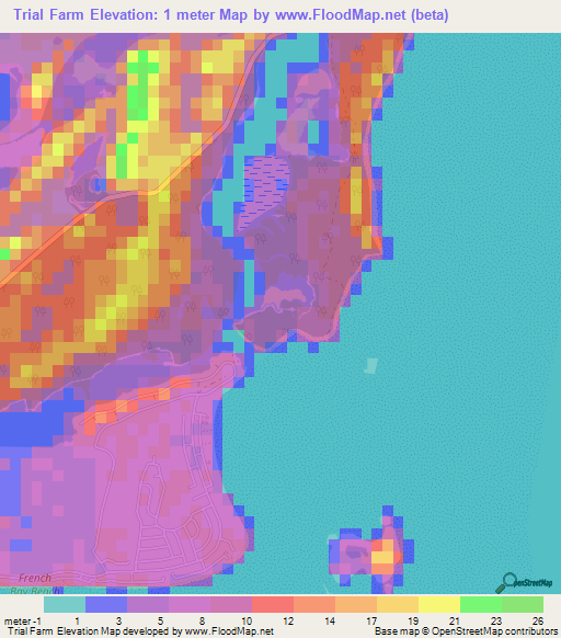 Trial Farm,Bahamas Elevation Map