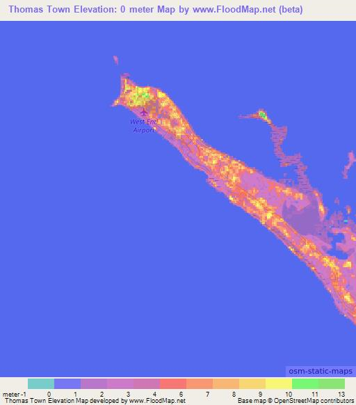 Thomas Town,Bahamas Elevation Map