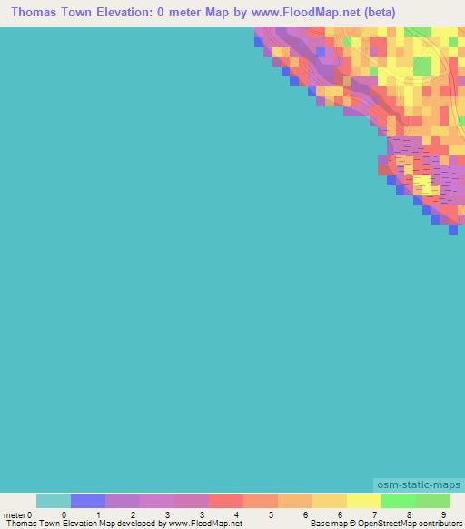 Thomas Town,Bahamas Elevation Map