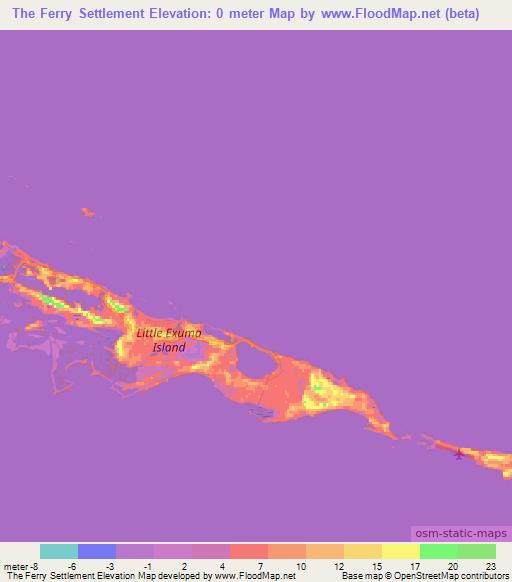 The Ferry Settlement,Bahamas Elevation Map