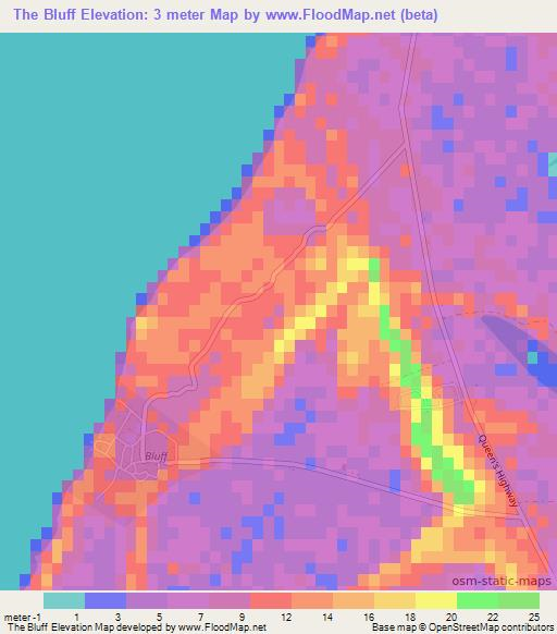 The Bluff,Bahamas Elevation Map